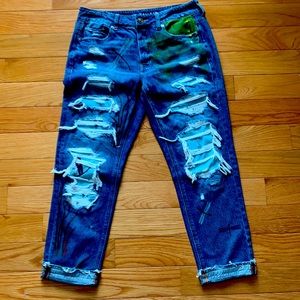 American eagle Tom girl jeans - hand painted